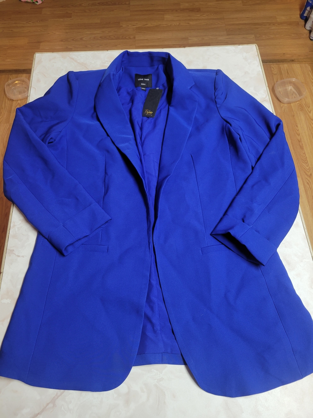 Love Tree Oversized Blazer Royal Blue NWT Small Open Front Chic Office Jacket